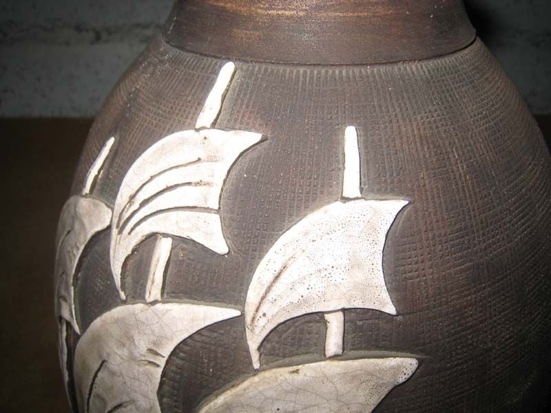keramik art deco tischlampe (Französisch) im Angebot