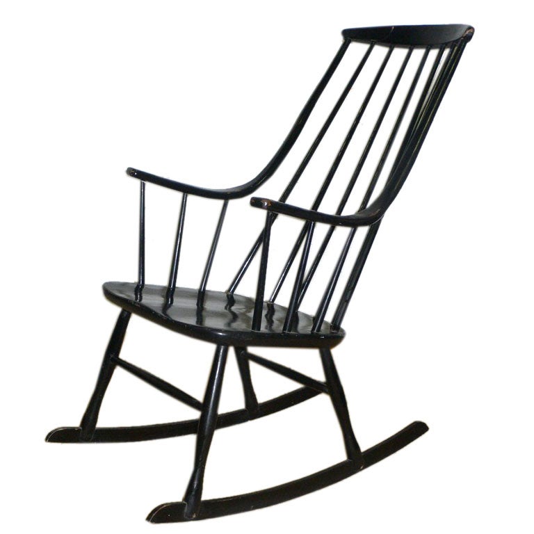 black lacquered rocking chair at 1stdibs