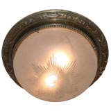 Bronze and Glass Flush Mount ceiling Fixture