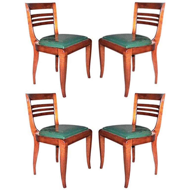 Set of Four French Art Deco Mahogany Chairs