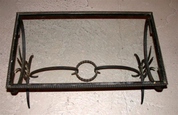 French 1950's Wrought Iron Coffee Table In Good Condition For Sale In Long Island City, NY