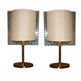 Pair of Oval Form Table Lamps by Fontana Arte