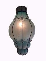 HAND BLOWN AQUAMARINE VENETIAN GLASS CHANDELIER