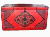 Antique 17TH CENTURY TIBETAN PAINTED TREASURE CHEST