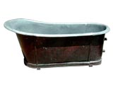 Antique Faux Painted Zinc Bathtub and Heater