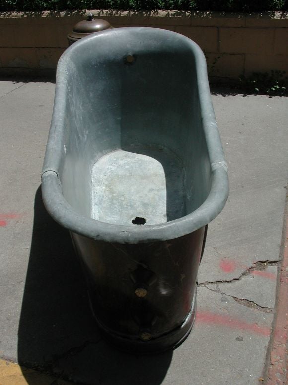 French Faux Painted Zinc Bathtub and Heater