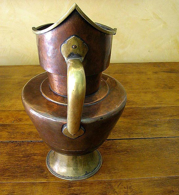 18th century Monk's Cap Ewer in copper and brass
