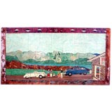 1938 "Tourists Paradise" Inlaid Linoleum Landscape