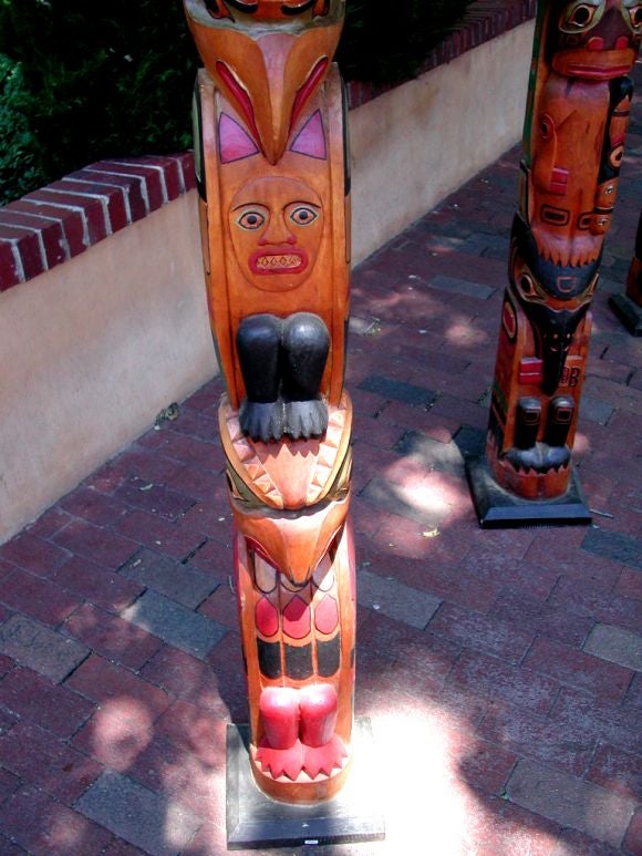 Hand-Carved Set of Three Balinese Totem Poles