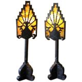 Rare Pair of 1930s New Mexican Tin Lamps