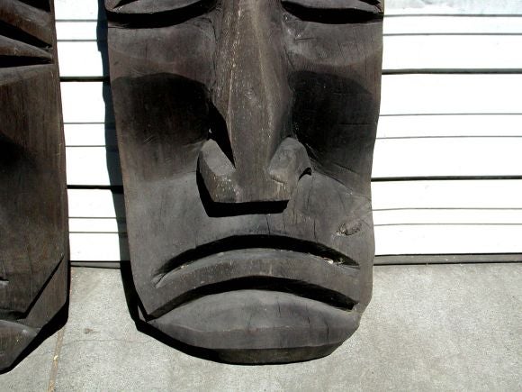 Pair of Giant Carved Tikis 1