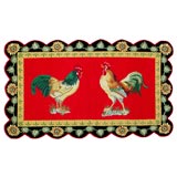 Fighting Roosters Hooked Rug