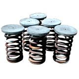 Vintage Industrial Spring Stools with Stone Caps