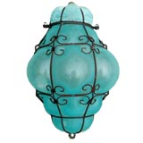 Hand Blown Aquamarine Venetian Glass Sconce