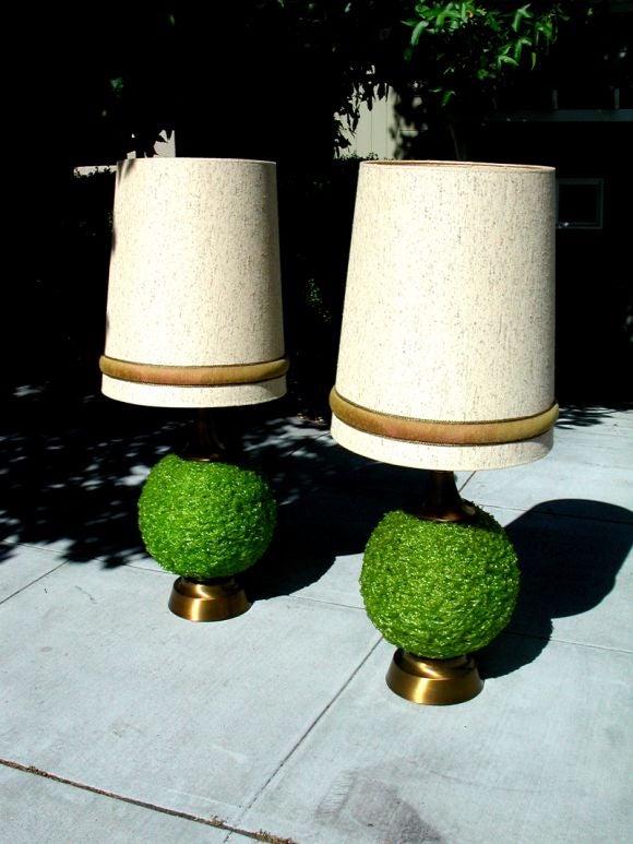Brass Pair of Giant Palm Springs Table Lamps