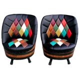 Retro Pair of 50s Wine Cellar Swivel Chairs