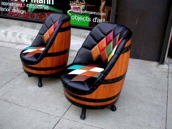 American Pair of 50s Wine Cellar Swivel Chairs