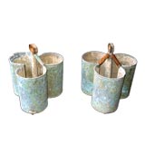 Antique Pair of French Tole Painted Bottle Carriers