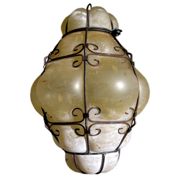 Small Opaque Amber Venetian Glass Chandelier