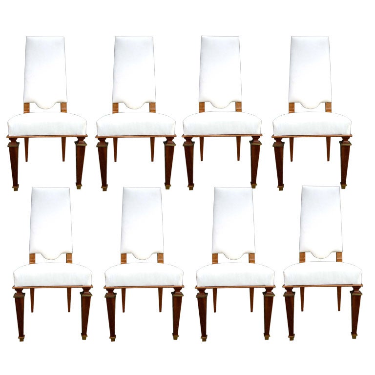 Rare Set of 8 Andre Arbus Dining Chairs For Sale