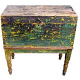 Rustic Green Mexican Blanket Chest on Stand