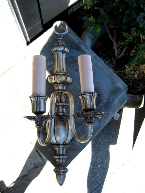 Pair Early 20th cent. Silver Sconces