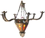 Reverse painted 6 arm Moroccan chandelier