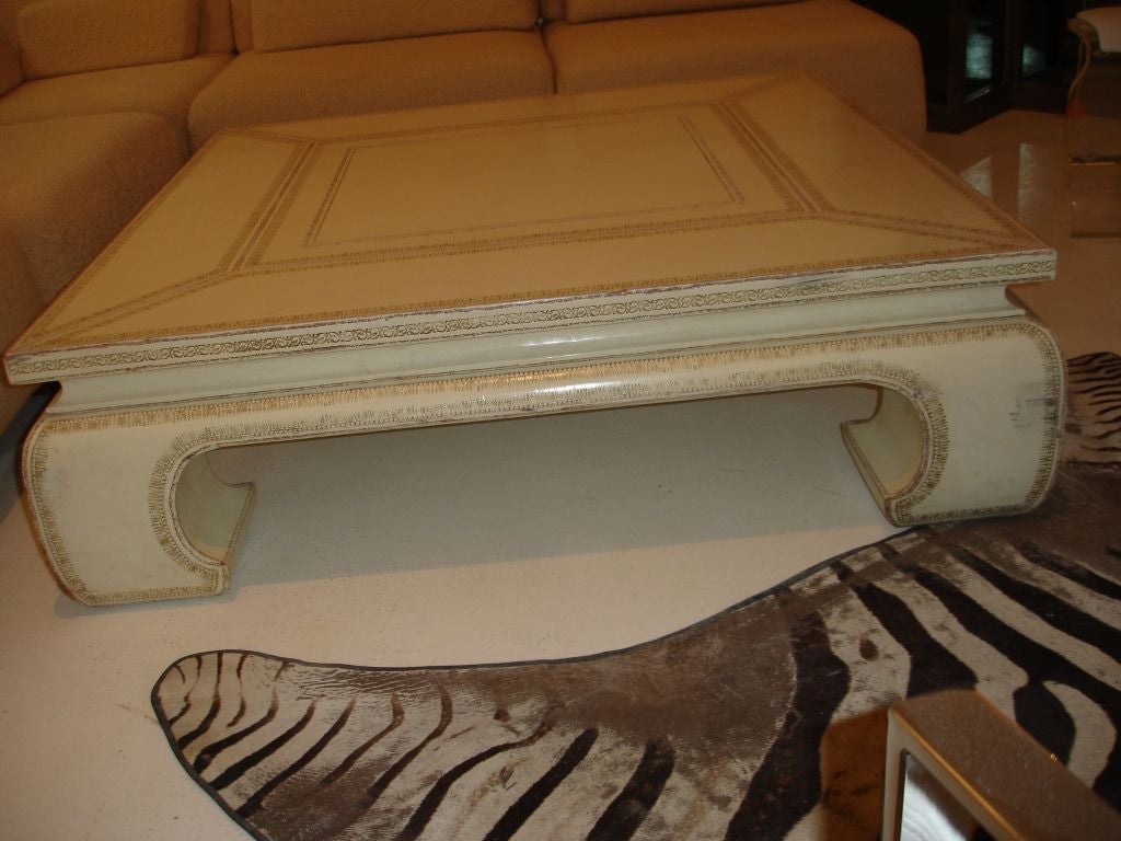 Leather tooled coffee table