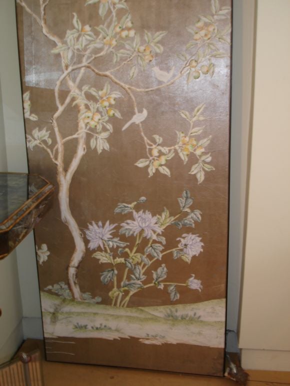 Mid-20th Century Pair of Hand Painted Gracie Panels