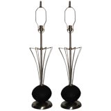 Pair of Chrome and Cork tabel lamps.