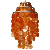 Retro Verner Panton style Capiz shell chandelier