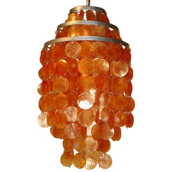 Verner Panton style Capiz shell chandelier