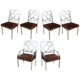Set 6 chrome lattice back chairs