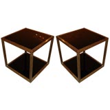Pair brass cube tables
