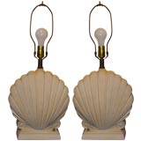 Pair plaster shell lamps by Hager Lamp co.
