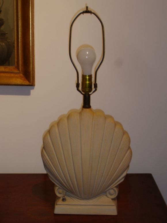 Pair plaster shell lamps by Hager Lamp co.