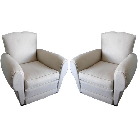 Pair of French Club chairs.