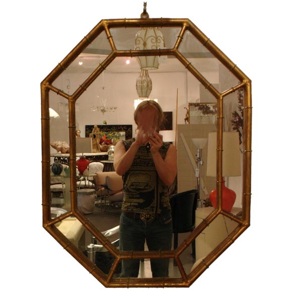 Gilded  Metal Faux Bamboo Mirror.
