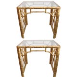 Pair of faux bamboo gilded end tables.