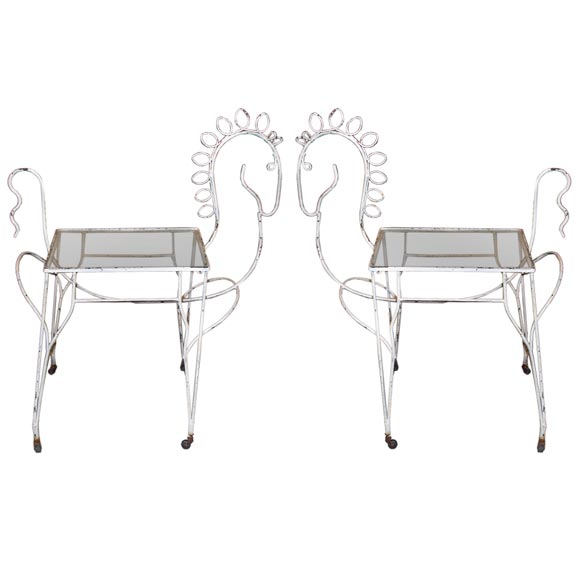 Pair of Weinberg Horse Side Tables(black and white)