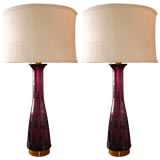 Pair of Monumental Blenko Glass Lamps