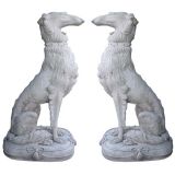 Pair of Large  Irish Wolfhounds in resin/plaster mix.