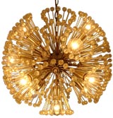 Brass and lucite sputnik chandelier