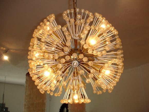 Brass and lucite sputnik chandelier