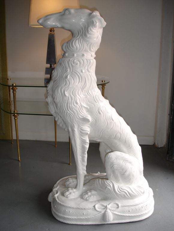 A pair of lifesized laquered Irish Wolfhounds. The icing on the cake for that Hollywood Glamour House.