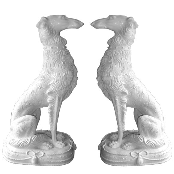 Pair Plaster Irish wolfhounds