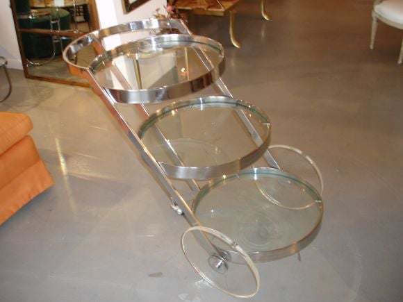3  tier chrome and glass serving cart