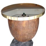 Palm tree table base with brass and mirror top