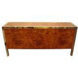 burldwood and chrome credenza by Pace