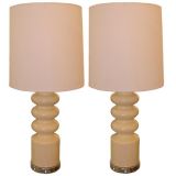 Pair glazed ceramic lamps